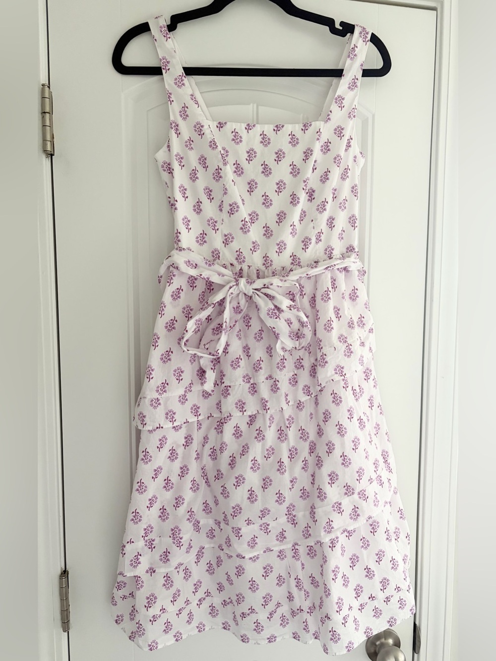 NWOT - J. Crew White & Purple Floral Square Neck Smocked Sundress Size 2P